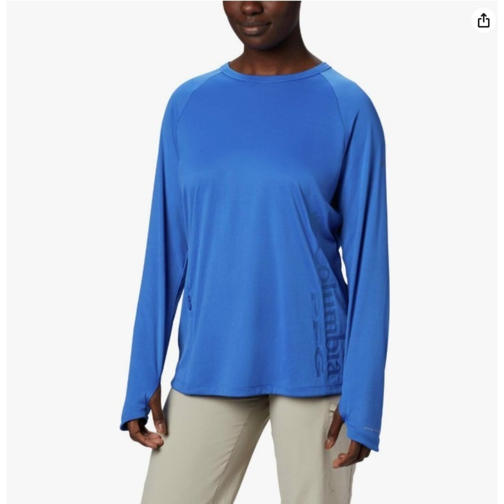 Columbia Women's Size L - Standard W PFG Buoy Knit LS, Vivid Blue
